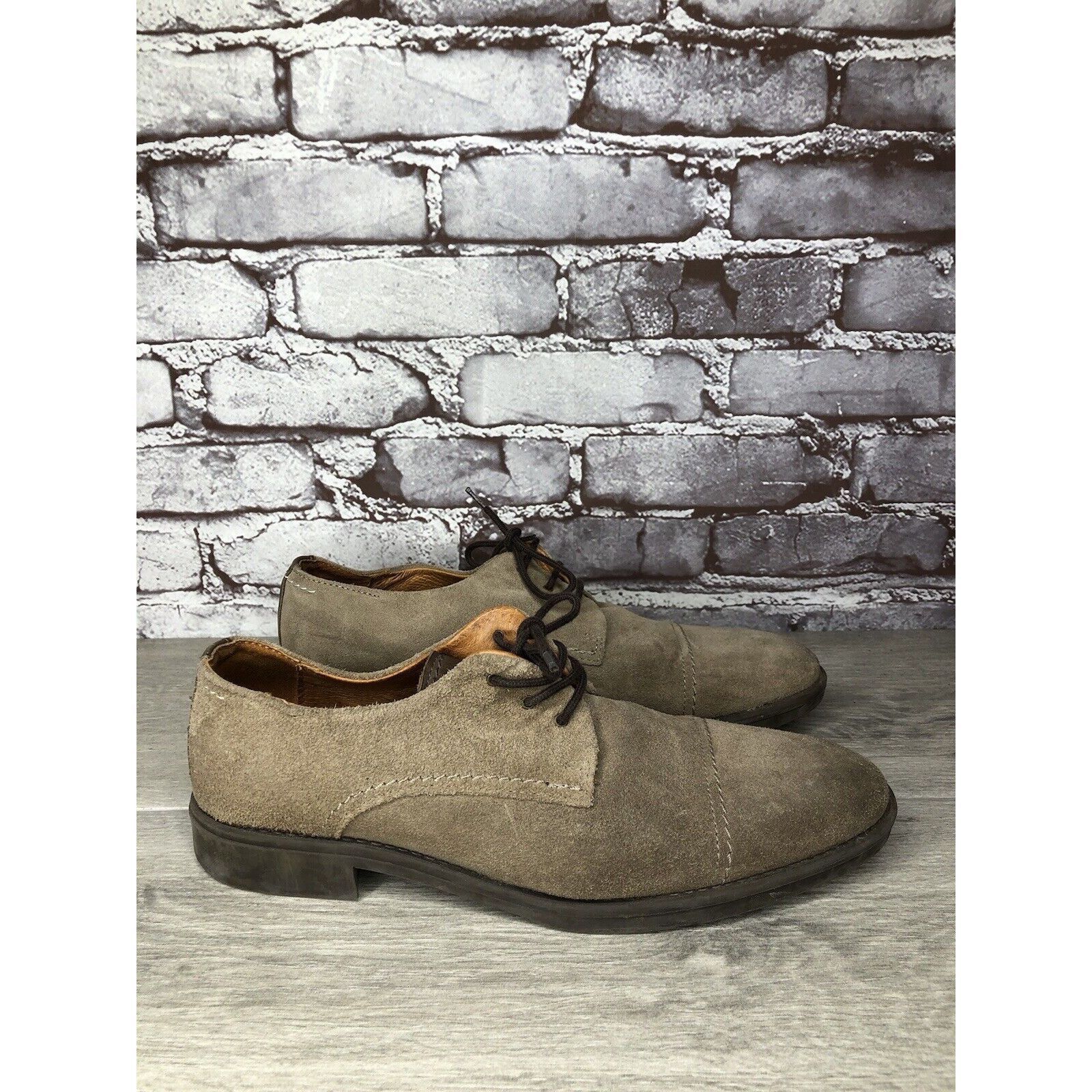 Other Experience Taupe Suede Leather Oxfords Cap Toe Casual Shoes Size US 9 / EU 42 - 3 Thumbnail