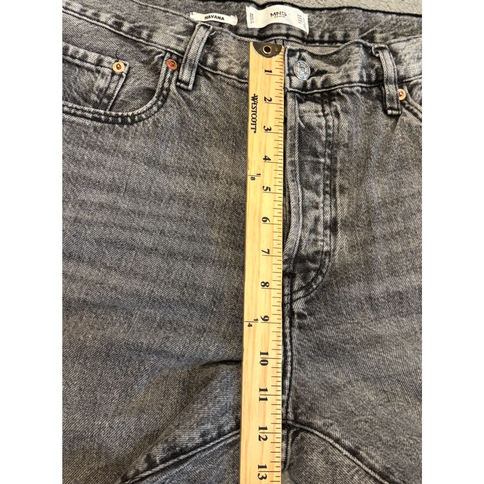 Mango Mango Havana Jeans Womens 12 Black Washed High Waist Ankle Straight Denim Jeans Size 34" / US 12 / IT 48 - 5 Thumbnail