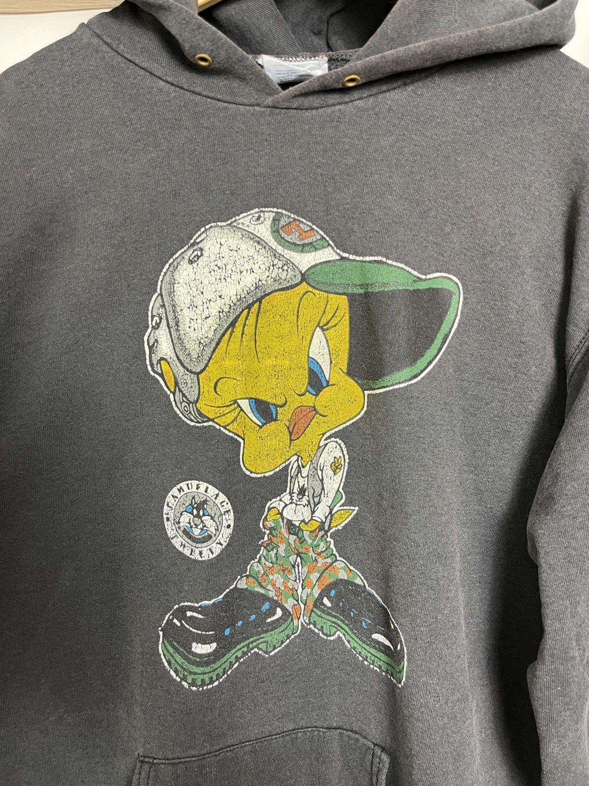 Vintage Vintage 90s faded hoodie Looney Tunes warner bros crazy boxy Size US XL / EU 56 / 4 - 2 Thumbnail