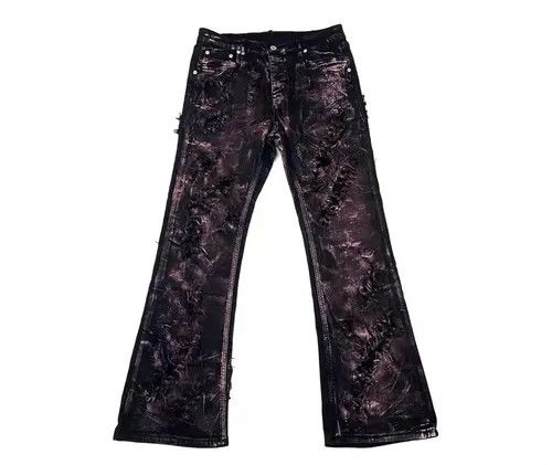 Jean Handmade niche punk rose gold wax coated micro-flared jeans Size US 32 / EU 48 - 1 Thumbnail