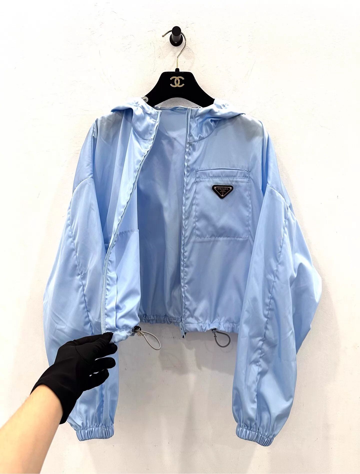 Prada Prada women's sky blue metal triangle logo jacket 40 Size S / US 4 / IT 40 - 4 Thumbnail