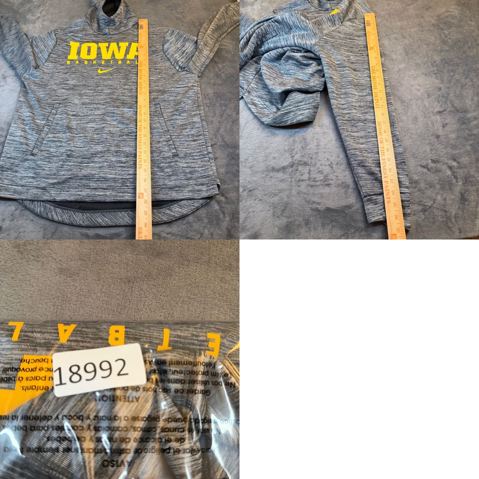 Nike Nike Hawkeyes Basketball Hoodie Mens L Gray Dri-Fit Pullover Sweatshirt Size US L / EU 52-54 / 3 - 8 Thumbnail