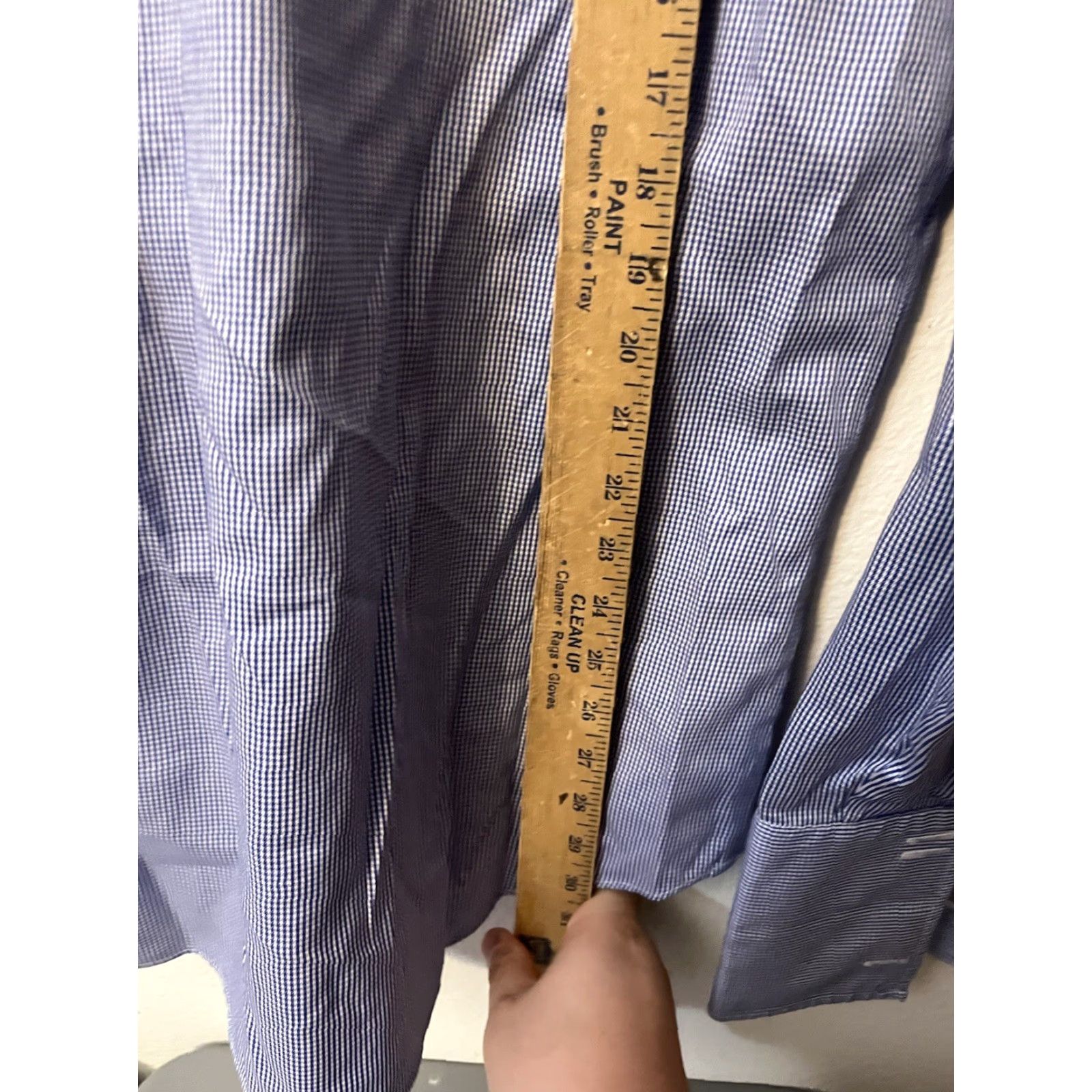 Charles Tyrwhitt Charles Tyrwhitt Shirt Mens Size 17/35 Slim Fit Blue Gingham Solid Non Iron Mens Size US XL / EU 56 / 4 - 4 Thumbnail