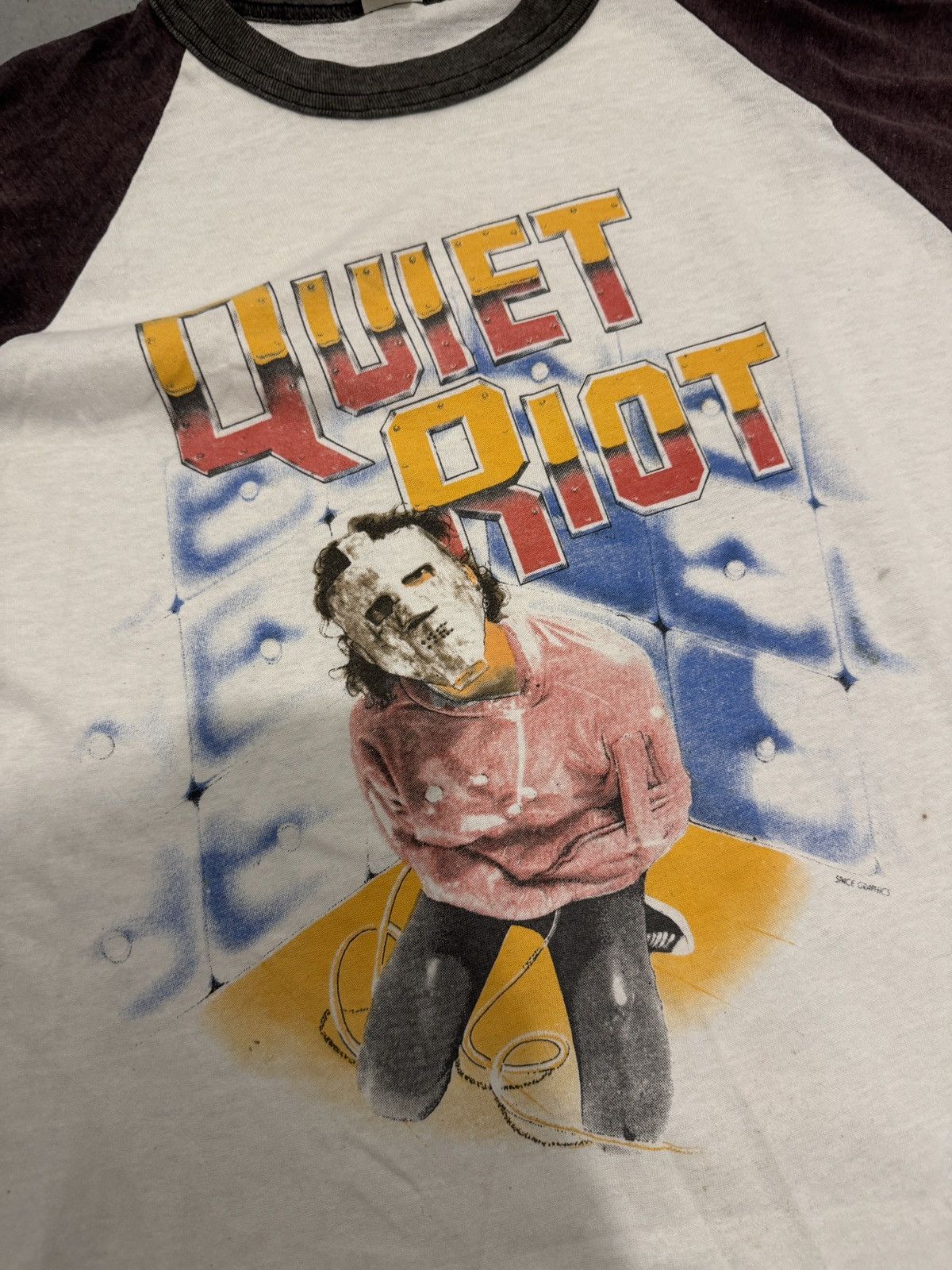 Band Tees × Vintage *RARE* VINTAGE QUIET RIOT 80s RINGER TEE 1983 TOUR USA Size US L / EU 52-54 / 3 - 2 Thumbnail