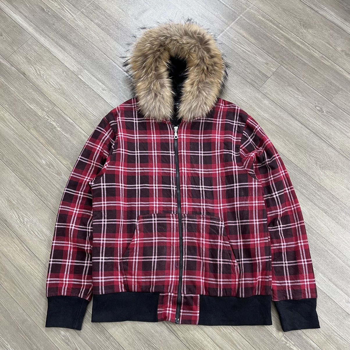 Japanese Brand 2000s Detective Struct Plaid Punk Style Zip Faux Fur Hoodie Size US L / EU 52-54 / 3 - 1 Thumbnail
