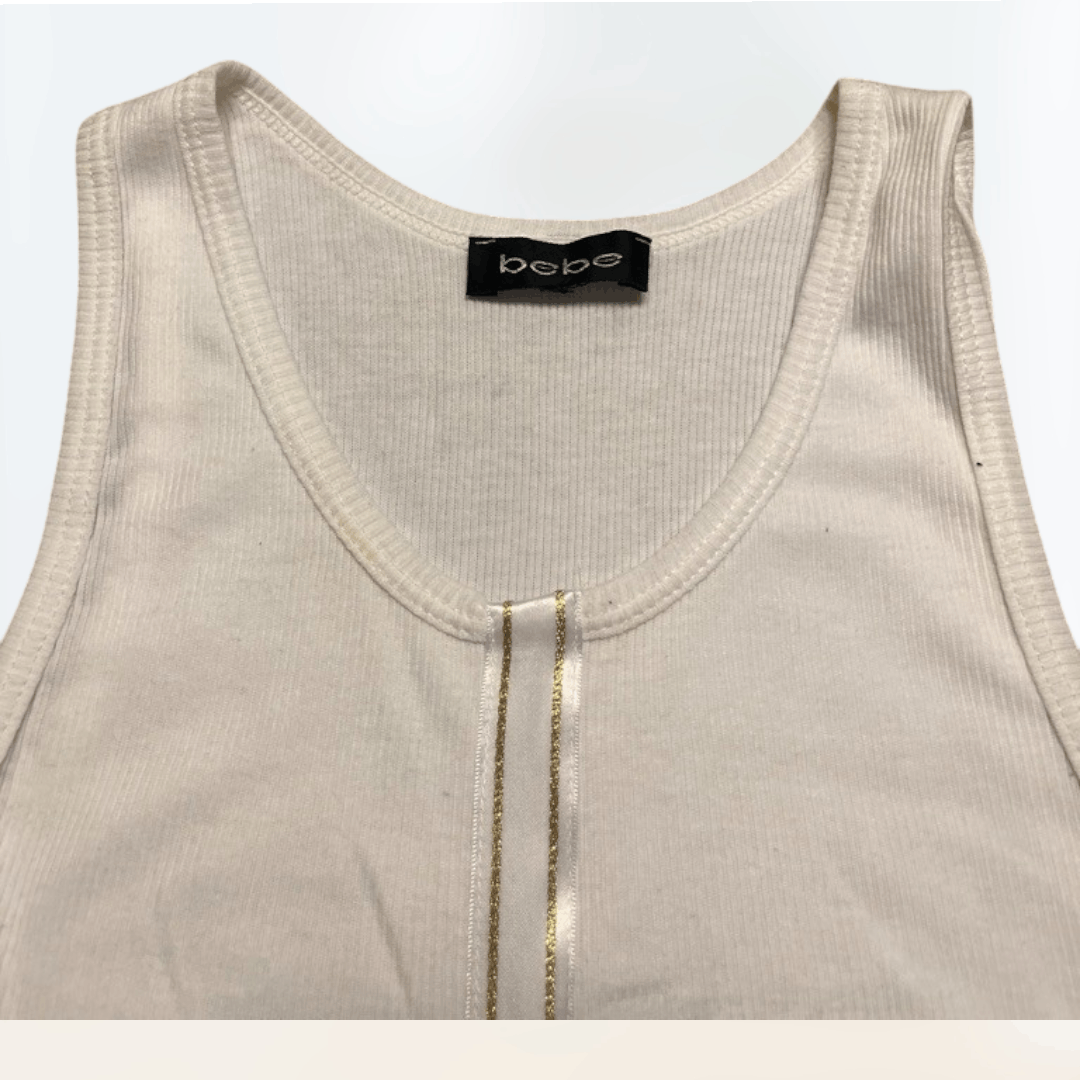 Bebe Women's Y2k BEBE white tank gold detail Size S Size S / US 4 / IT 40 - 2 Thumbnail