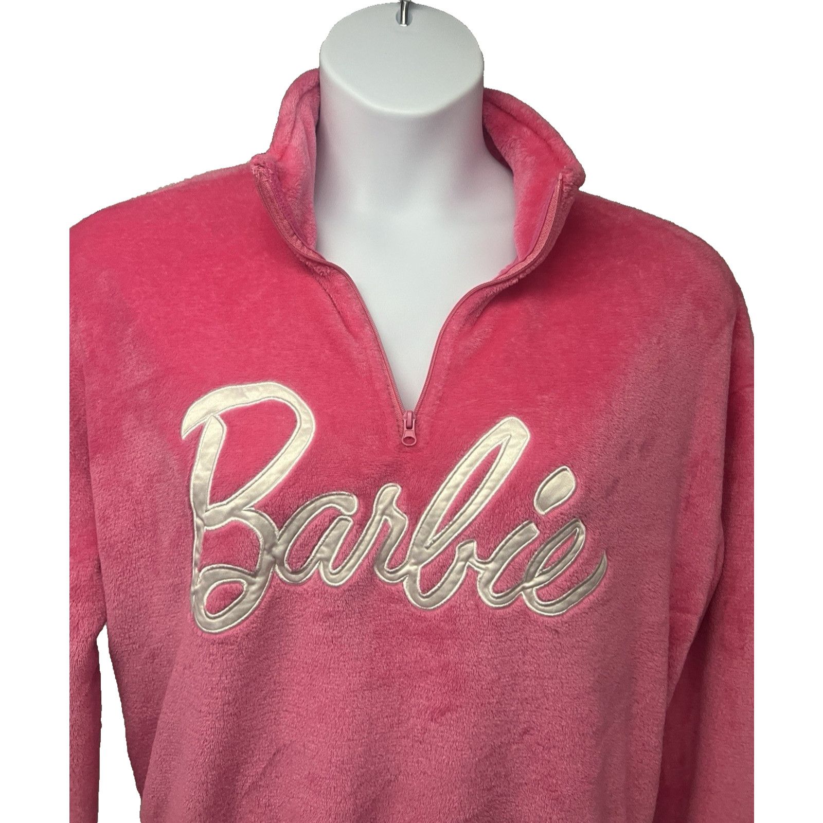 Other Barbie Pink Embroidered Velour 1/4 Zip Pullover Top Shirt M Size M / US 6-8 / IT 42-44 - 5 Thumbnail