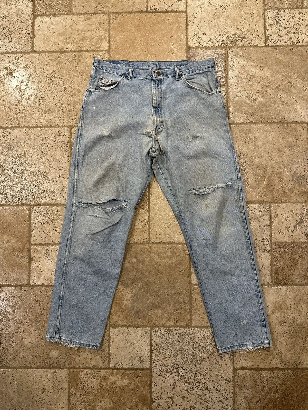 Vintage × Wrangler Vintage Wrangler Painter Distressed Thrashed Blue Denim Jean Size US 38 / EU 54 - 1 Thumbnail