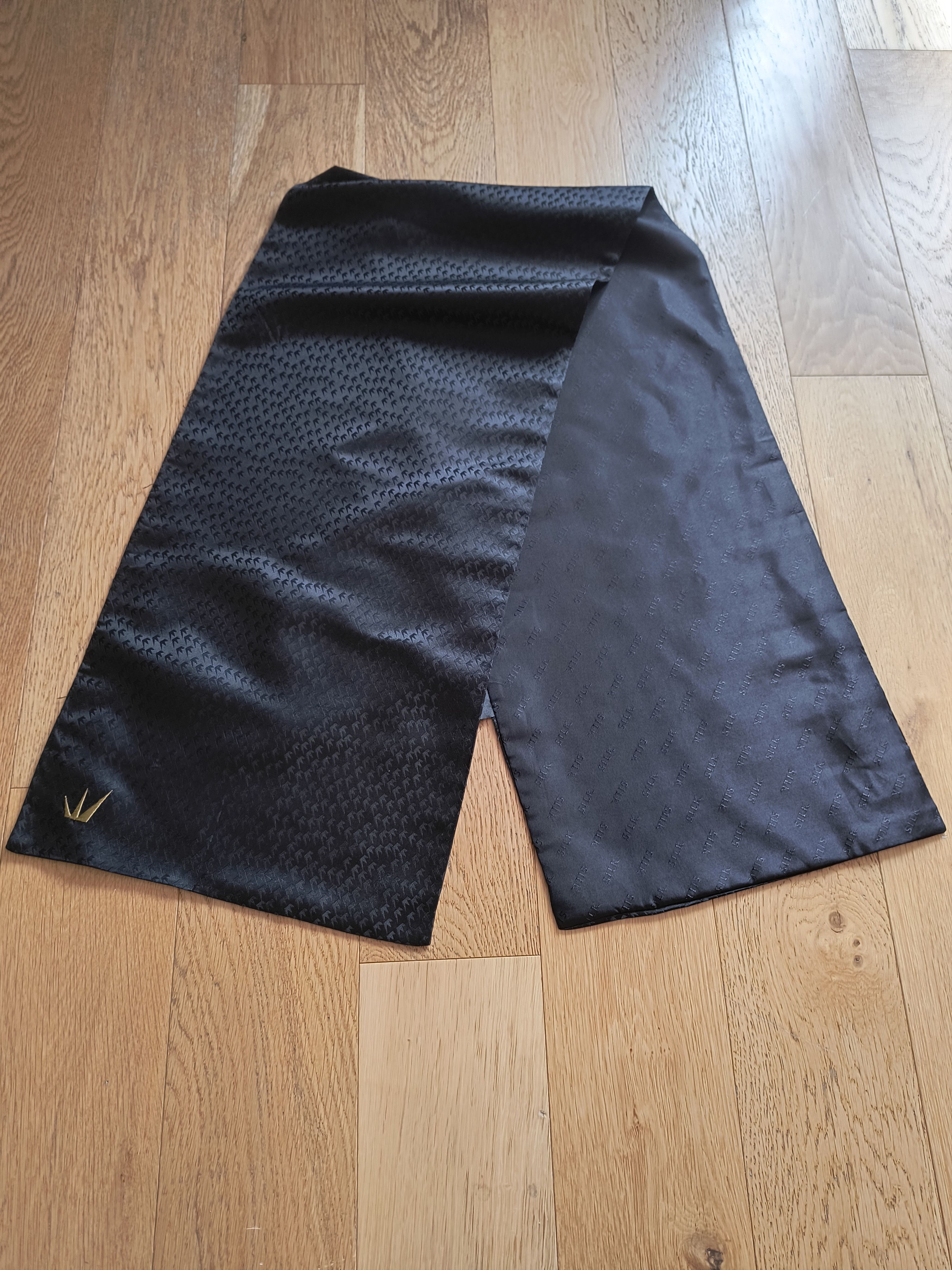 image of Vintage Royal League Silk Scarf in Black, Men's