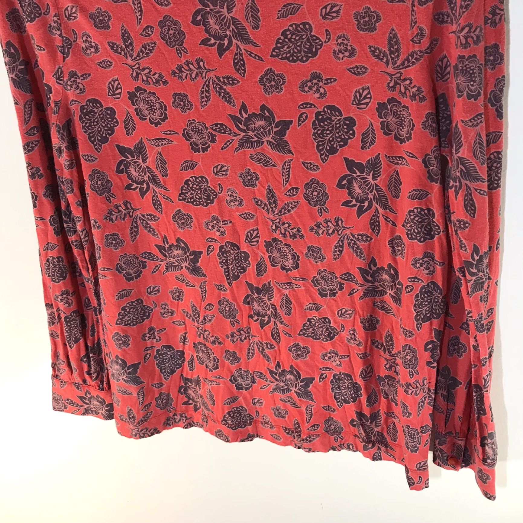 Lands' End VINTAGE Lands' End Women's Floral Lyocell Wool Shirt Size M Red Casual Blouse Size M / US 6-8 / IT 42-44 - 3 Thumbnail