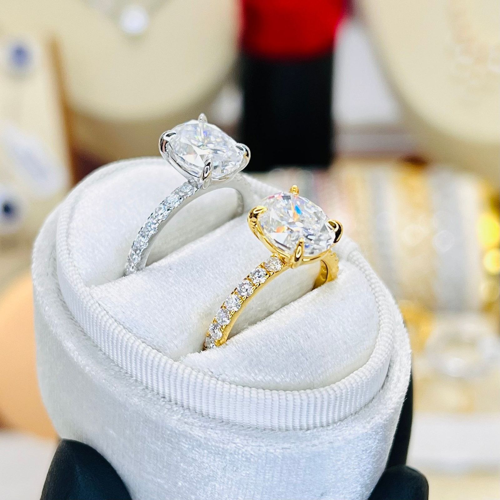 Other 3.42ctw Crushed Ice Oval Moissanite Pavé Wedding Ring Size ONE SIZE - 3 Thumbnail
