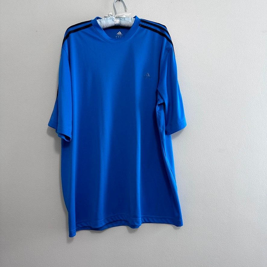 Adidas Adidas blue classic three stripe athletic shirt size XL Size US XL / EU 56 / 4 - 6 Thumbnail