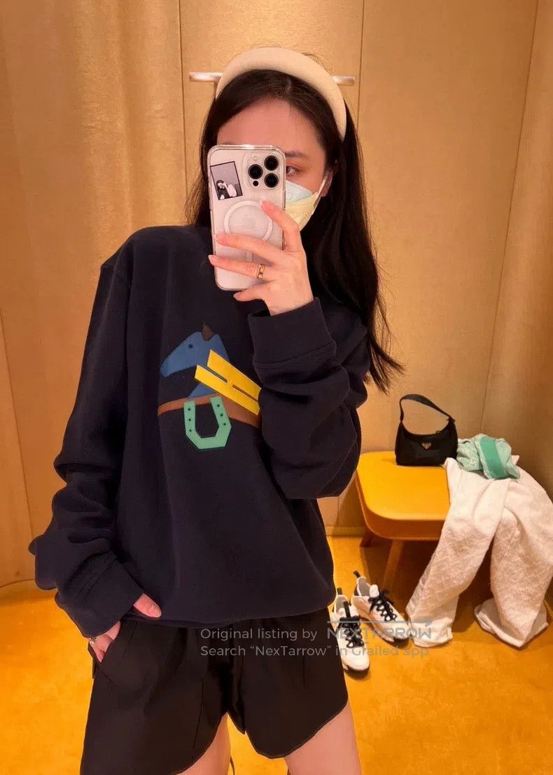 Hermes Hermes Navy blue hooded sweatshirt Size L / US 10 / IT 46 - 7 Thumbnail