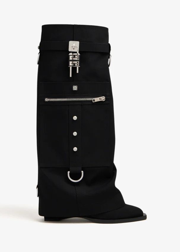 Givenchy o1mle0325 Shark Lock Cowboy High Boots in Black Size US 10 / IT 40 - 1 Thumbnail