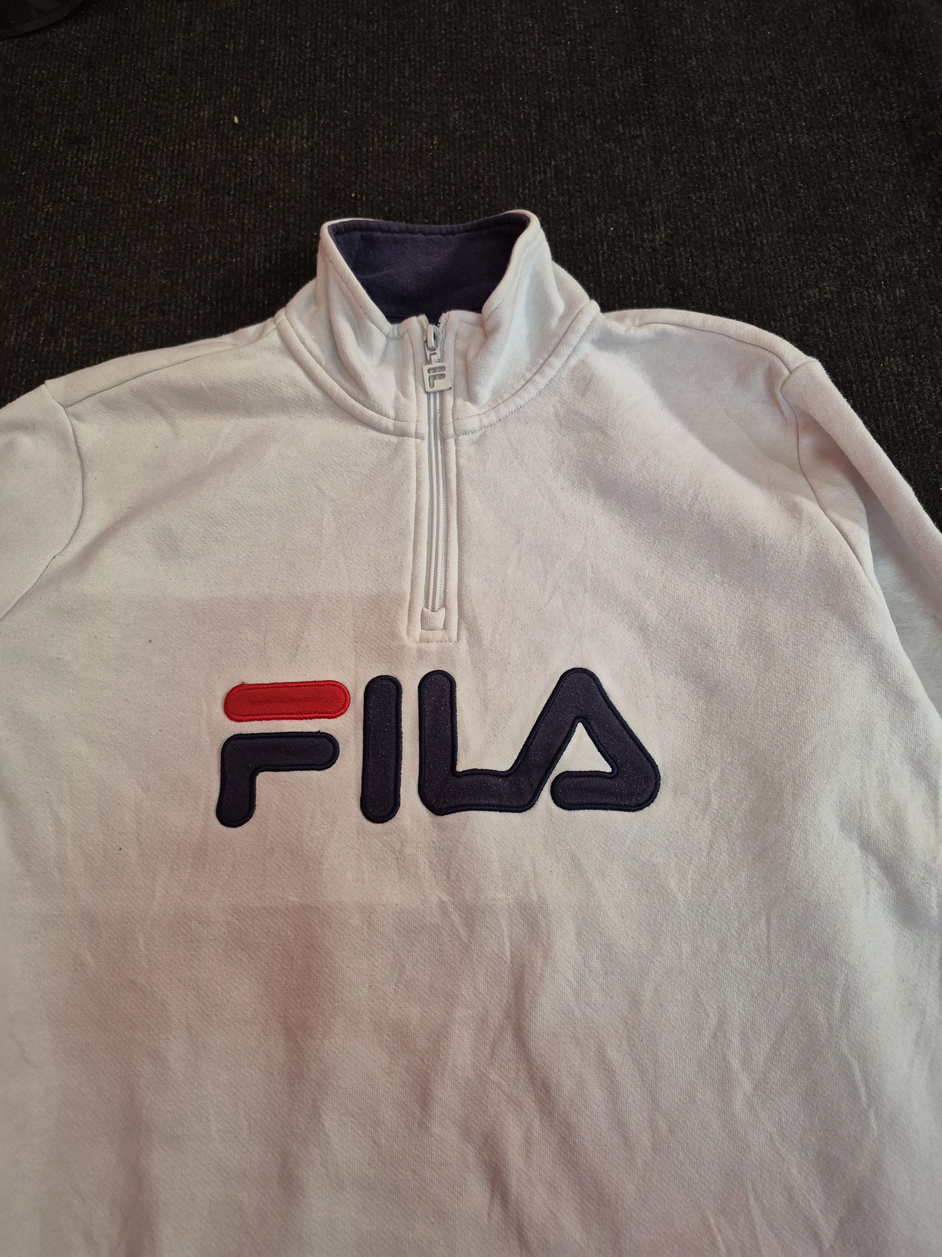 Fila 🔥 Fila Big Logo Spellout Half Zipper Sweater Sweatshirt Size US S / EU 44-46 / 1 - 5 Thumbnail