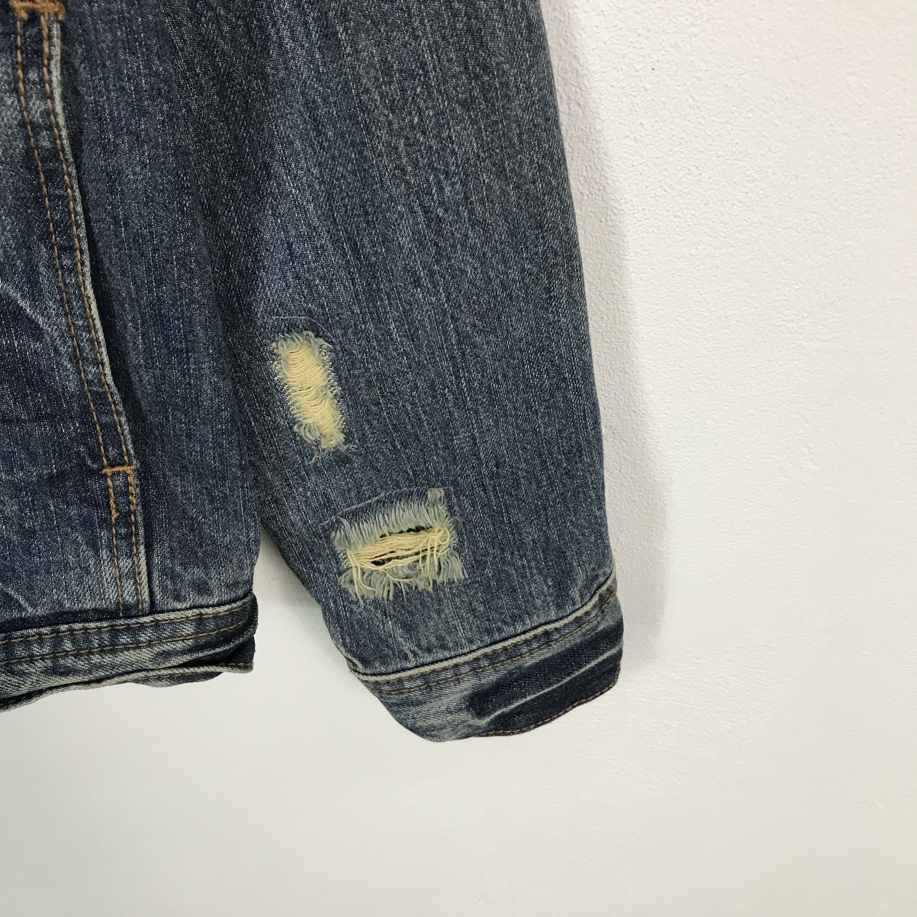 Japanese Brand urbancraft Japan Distressed Leather Denim jacket Size US L / EU 52-54 / 3 - 6 Thumbnail