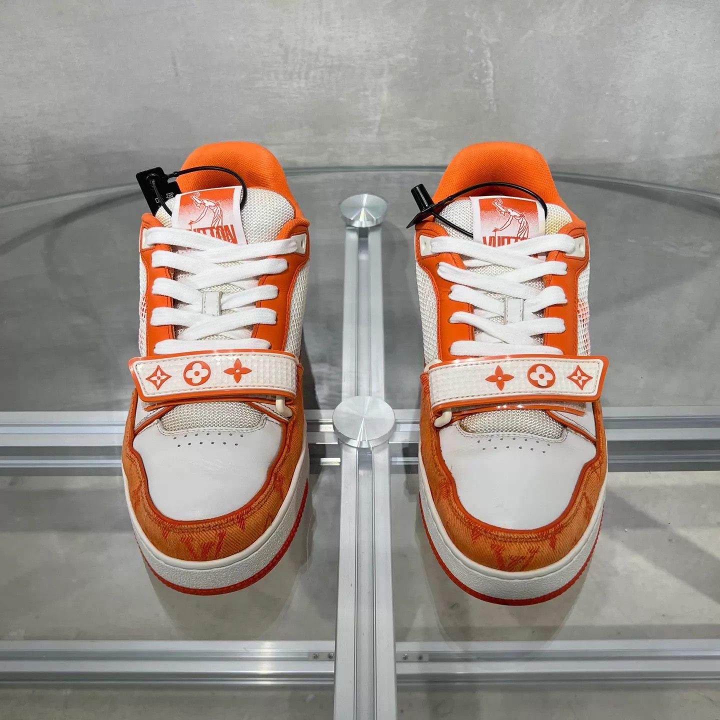 Louis Vuitton LV Trainer White Orange Velcro UK6 40 EU Size US 7 / EU 40 - 1 Thumbnail