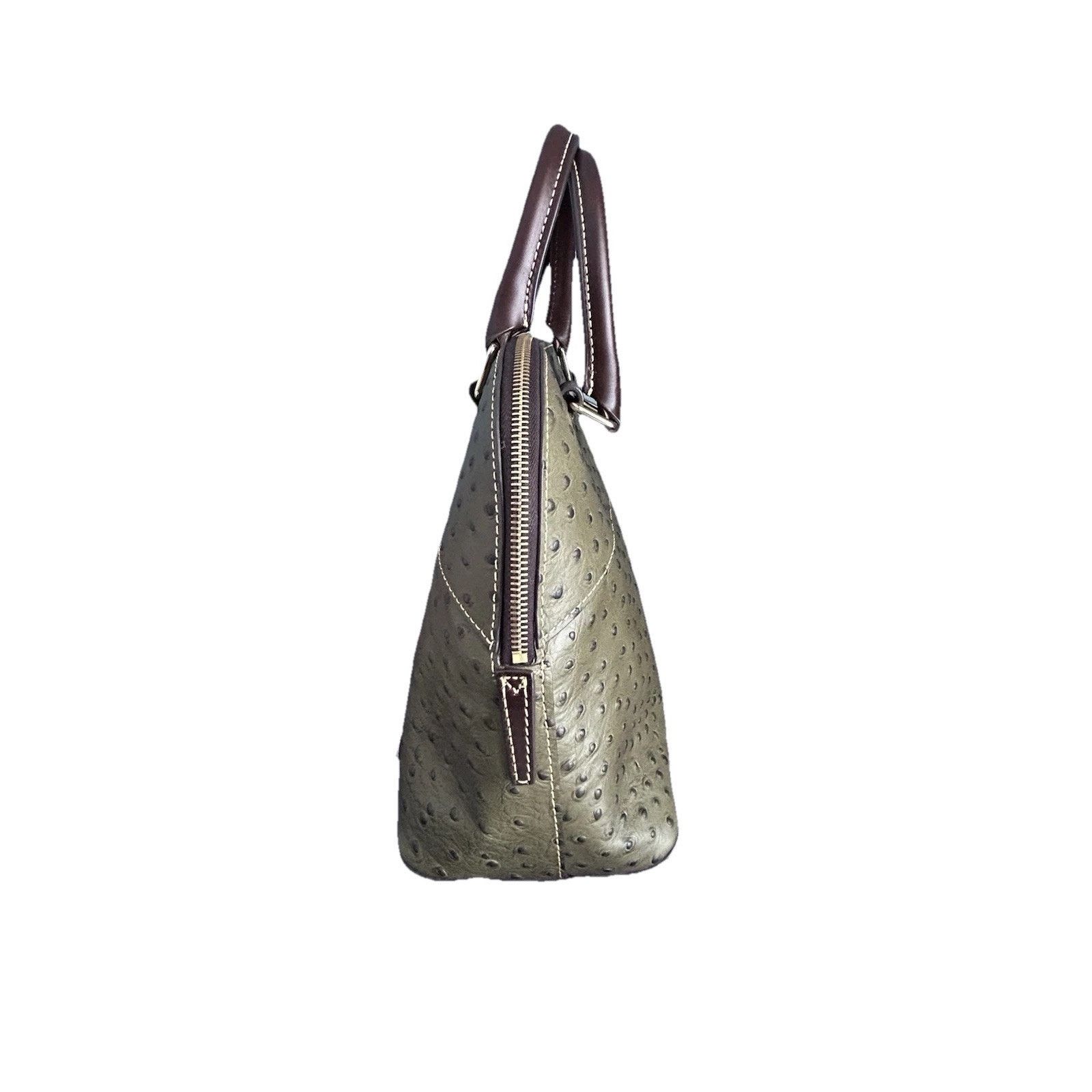 Dooney & Bourke NWT Dooney Bourke Ostrich Leather Carter Satchel Olive Dome Size ONE SIZE - 17 Thumbnail