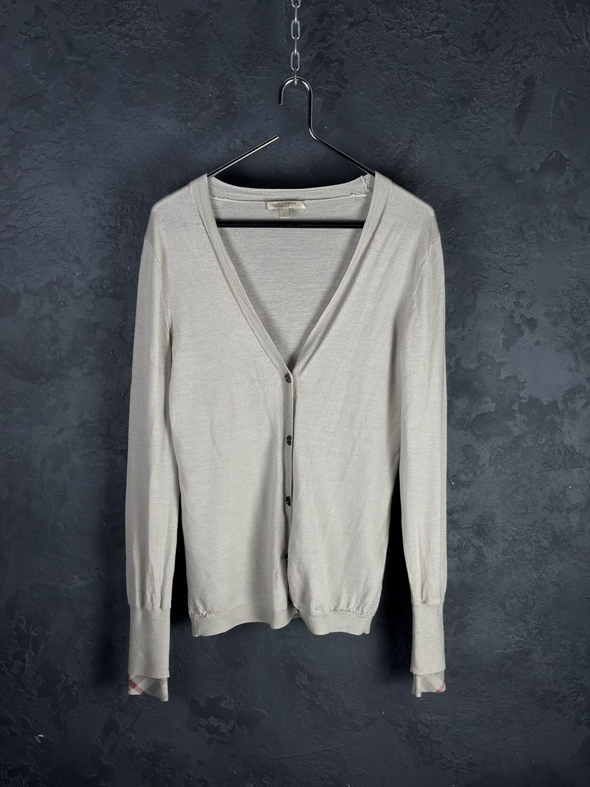 Burberry BURBERRY BRIT Beige Merino Wool Knit Cardigan Sweater Size L Size L / US 10 / IT 46 - 3 Thumbnail