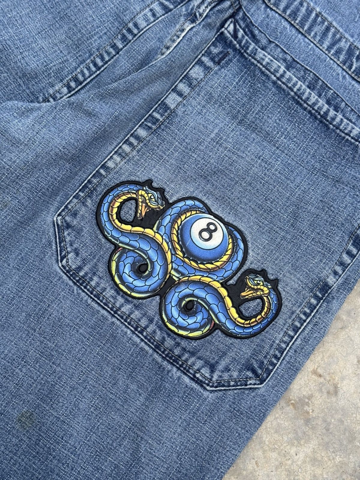 JNCO JNCO 8 BALL SNAKE JORTS JEANS VINTAGE Size US 31 - 2 Thumbnail