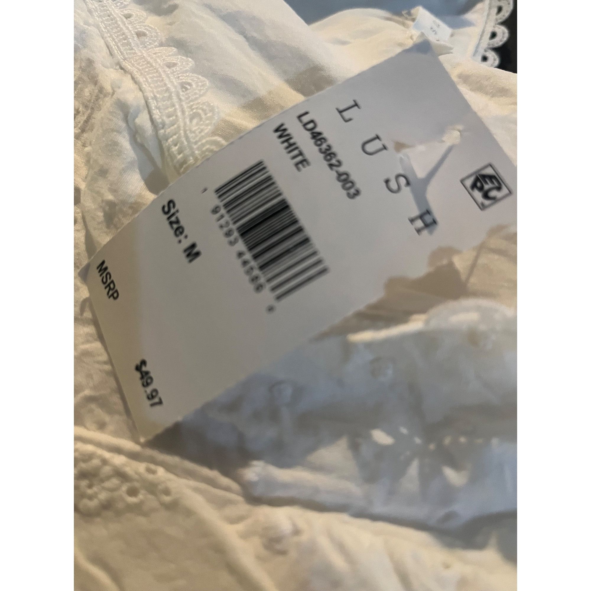 Other Lush Junior’s Puff Sleeve V-neck Tiered Dress, White, Sz. M Size M / US 6-8 / IT 42-44 - 9 Thumbnail