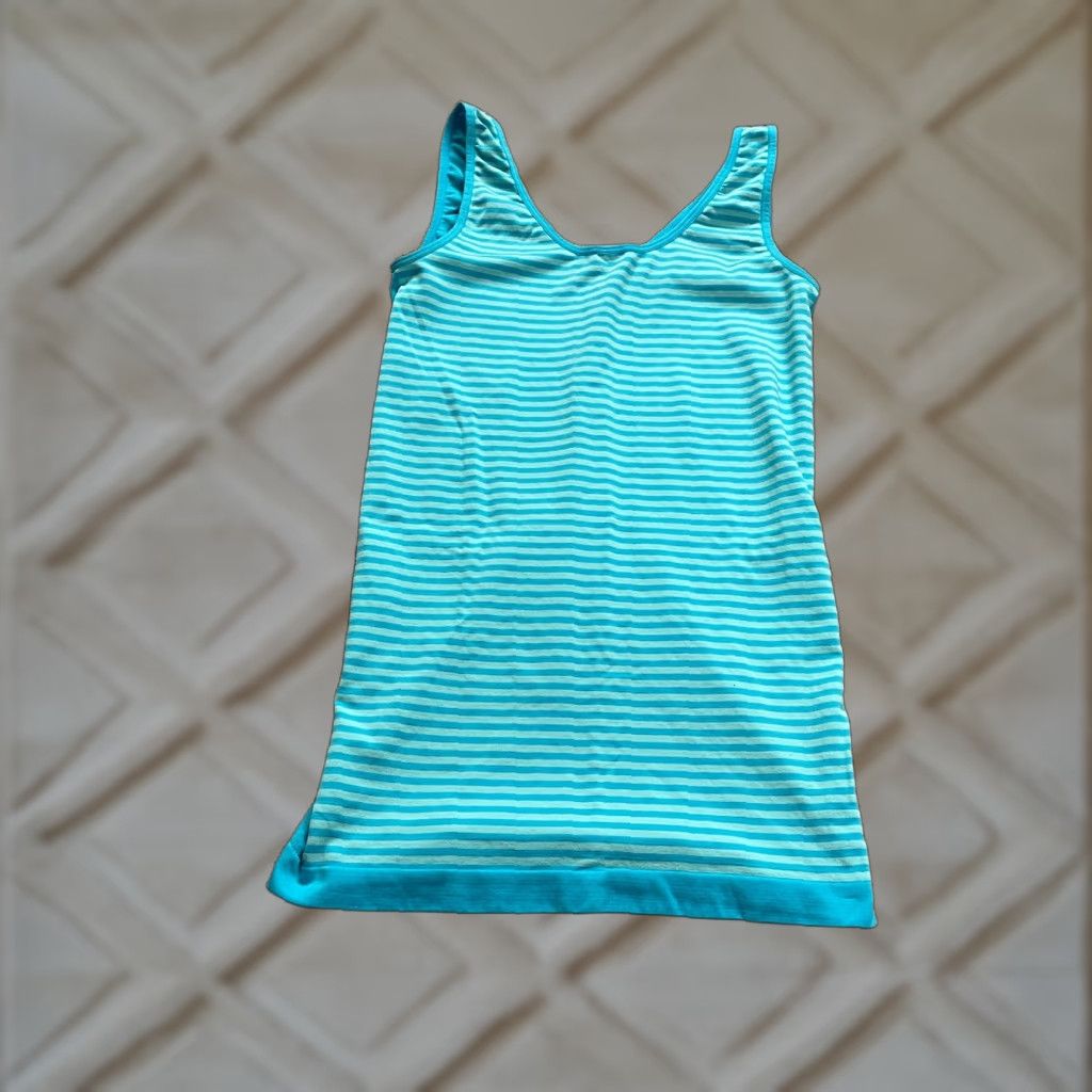 Vintage Womens Activewear Tank Top - Athletic Blue Striped Scoop Neck, Size S, Lightweight, Sleeveless Size S / US 4 / IT 40 - 1 Thumbnail