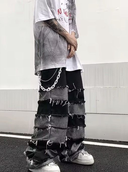 Japanese Brand Tassel Darkwear Jeans Vintage Trendy Patchwork Size US 31 - 10 Thumbnail