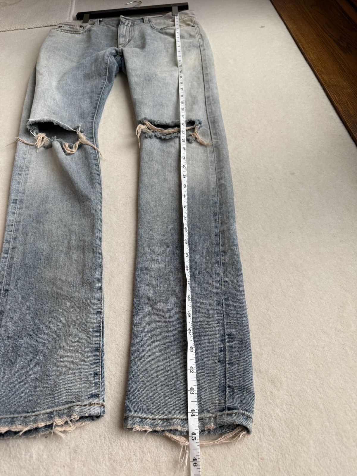SS16 Saint Laurent selvedge knee rip jeans Hedi 31 crash