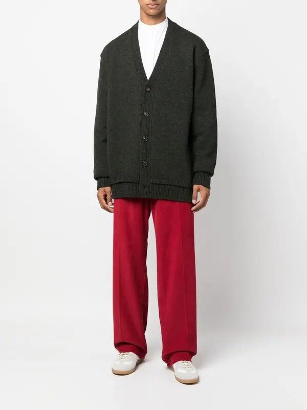 Maison Margiela o1loc1c1125 V-neck Elbow Patch Cardigan in Dark Grey Size US M / EU 48-50 / 2 - 2 Thumbnail