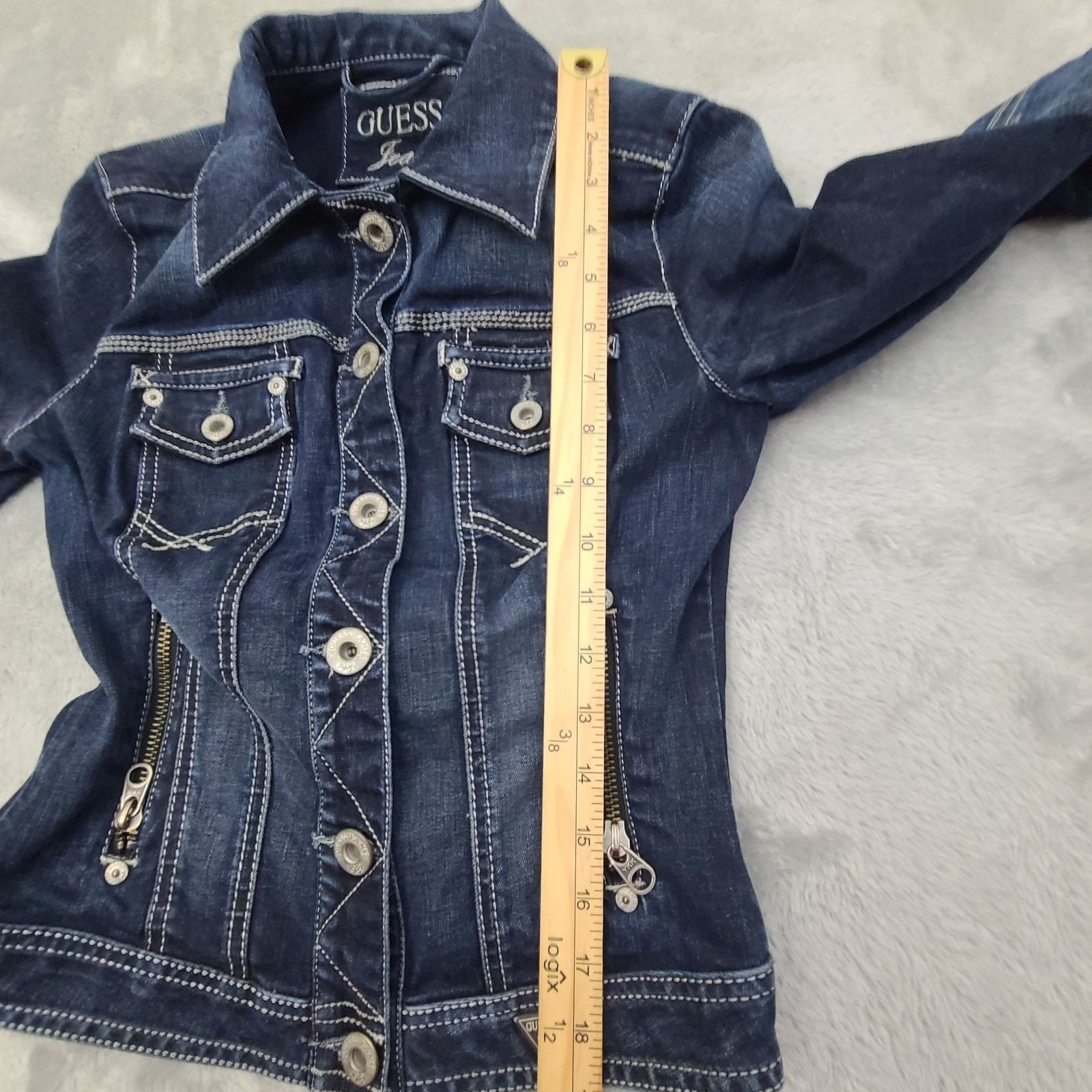 Guess Guess Luxury Denim Jean Jacket Dark Blue Size Small Women Size S / US 4 / IT 40 - 8 Thumbnail