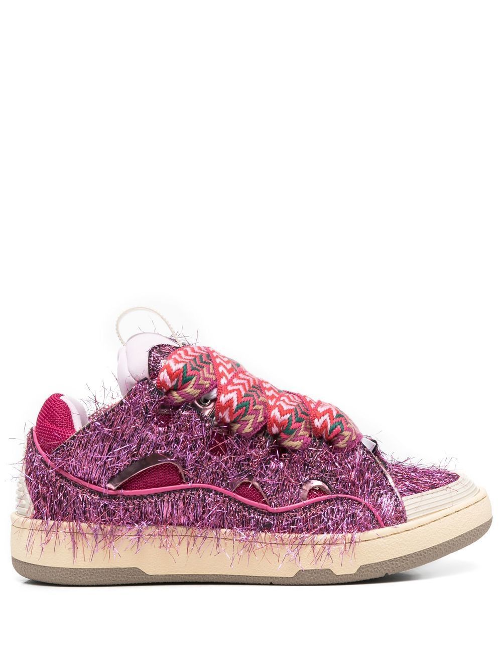 Lanvin o1w1db11024 Lurex Curb Metallic Sneakers in Pink Size US 14 / EU 47 - 1 Thumbnail