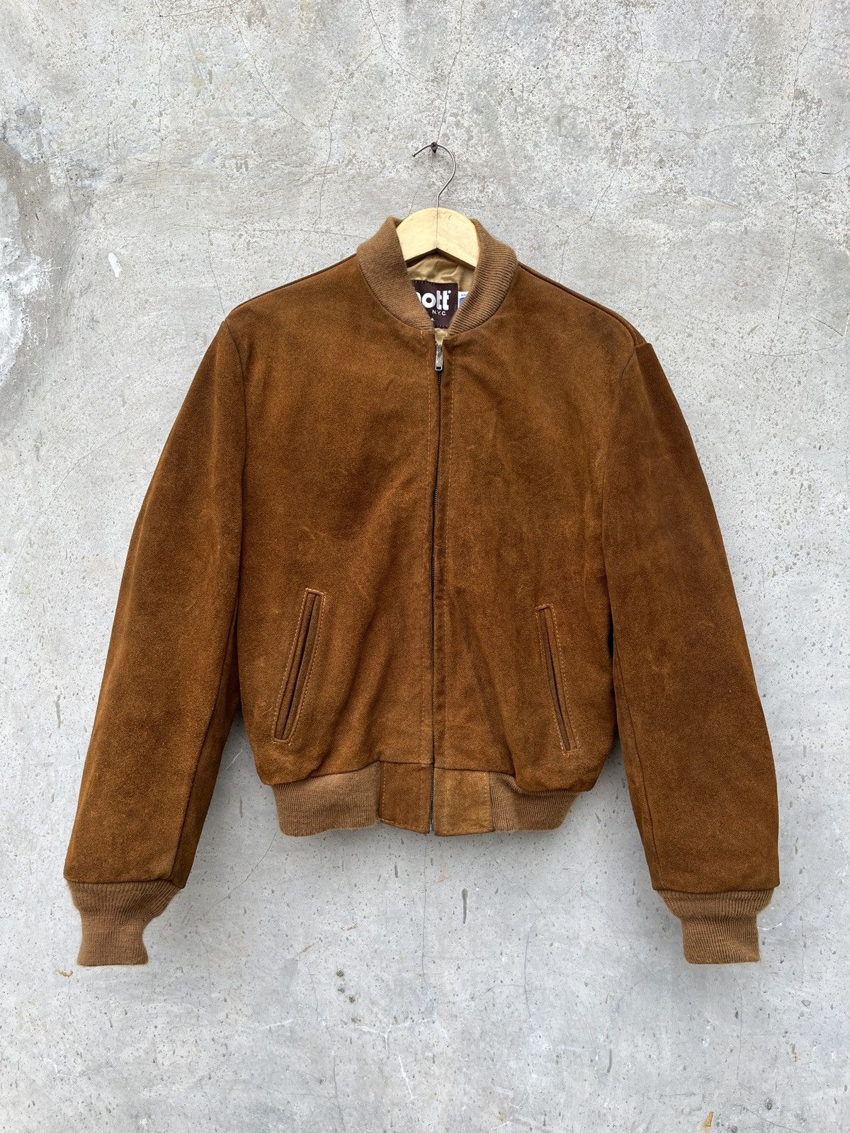 image of Schott Suede Jacket in Light Brown, Men's (Size Medium)