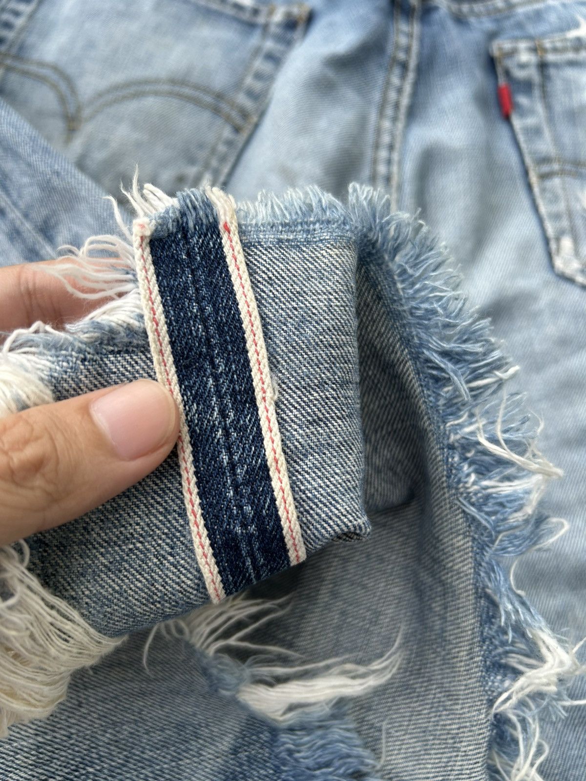 Levi's Vintage Levis Big E Selvedge Buckle Back Distressed Denim Size US 33 - 6 Thumbnail
