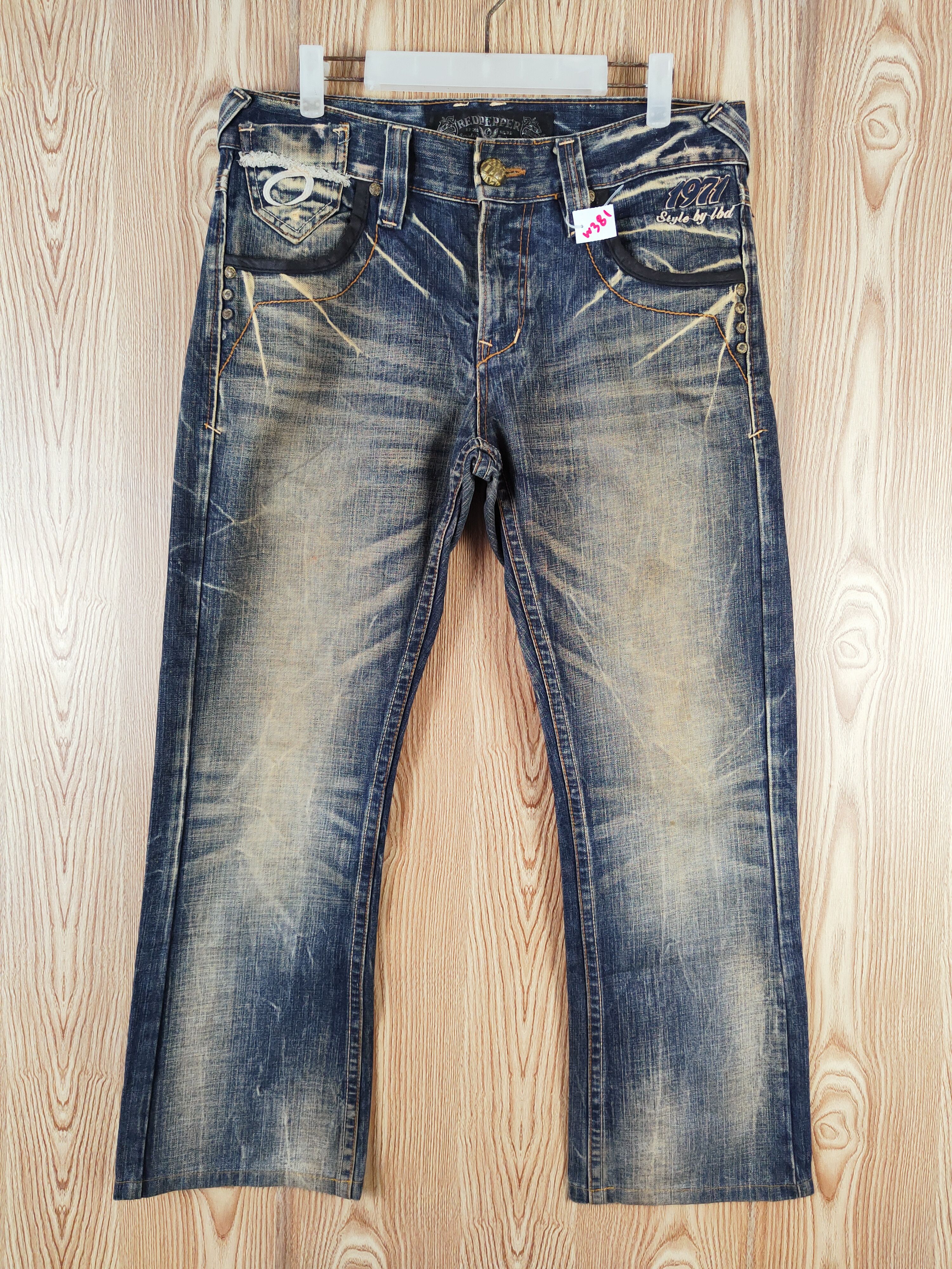 Japanese Brand Red Pepper Dark Blue Distressed Ripped Jeans #W381 Size US 32 / EU 48 - 1 Thumbnail