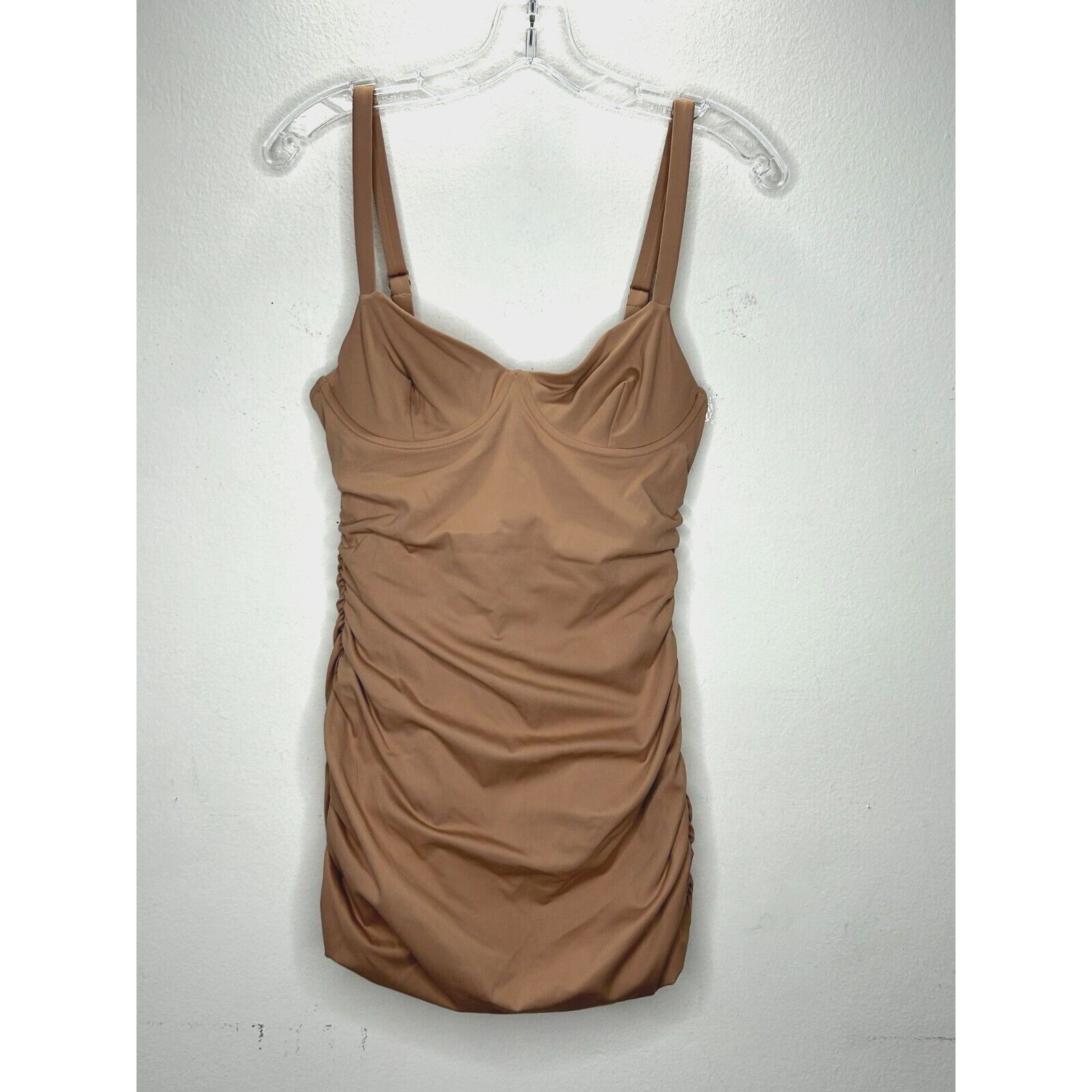 SKIMS NWT Skims Sienna Tan Sculpting Ruched One Piece Swim Dress S Size ONE SIZE - 4 Thumbnail