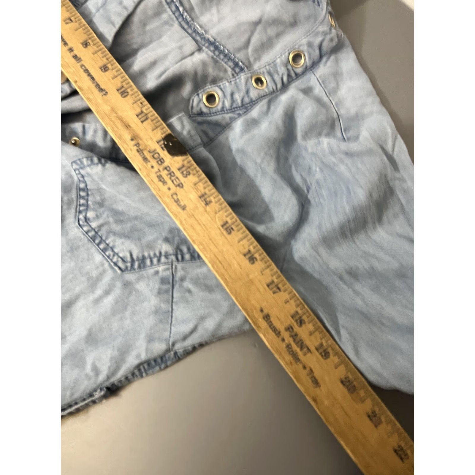 Bebe Bebe Shirt Dress Sz S Chambray Denim Blue Roll Tab Sleeve Pockets Tie Waist Button Size S / US 4 / IT 40 - 5 Thumbnail