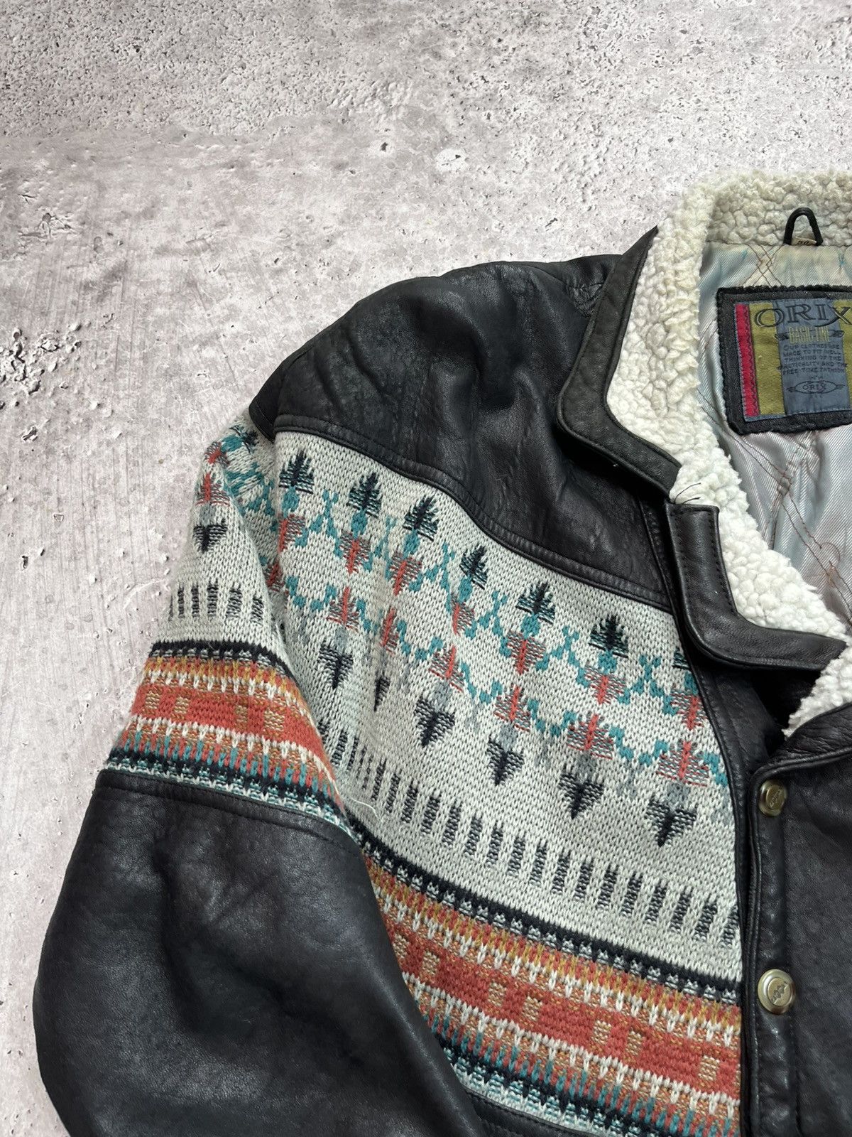 Leather Vintage Genuine Leather Jacket Wool Pattern Shearling 50 Size US M / EU 48-50 / 2 - 5 Thumbnail