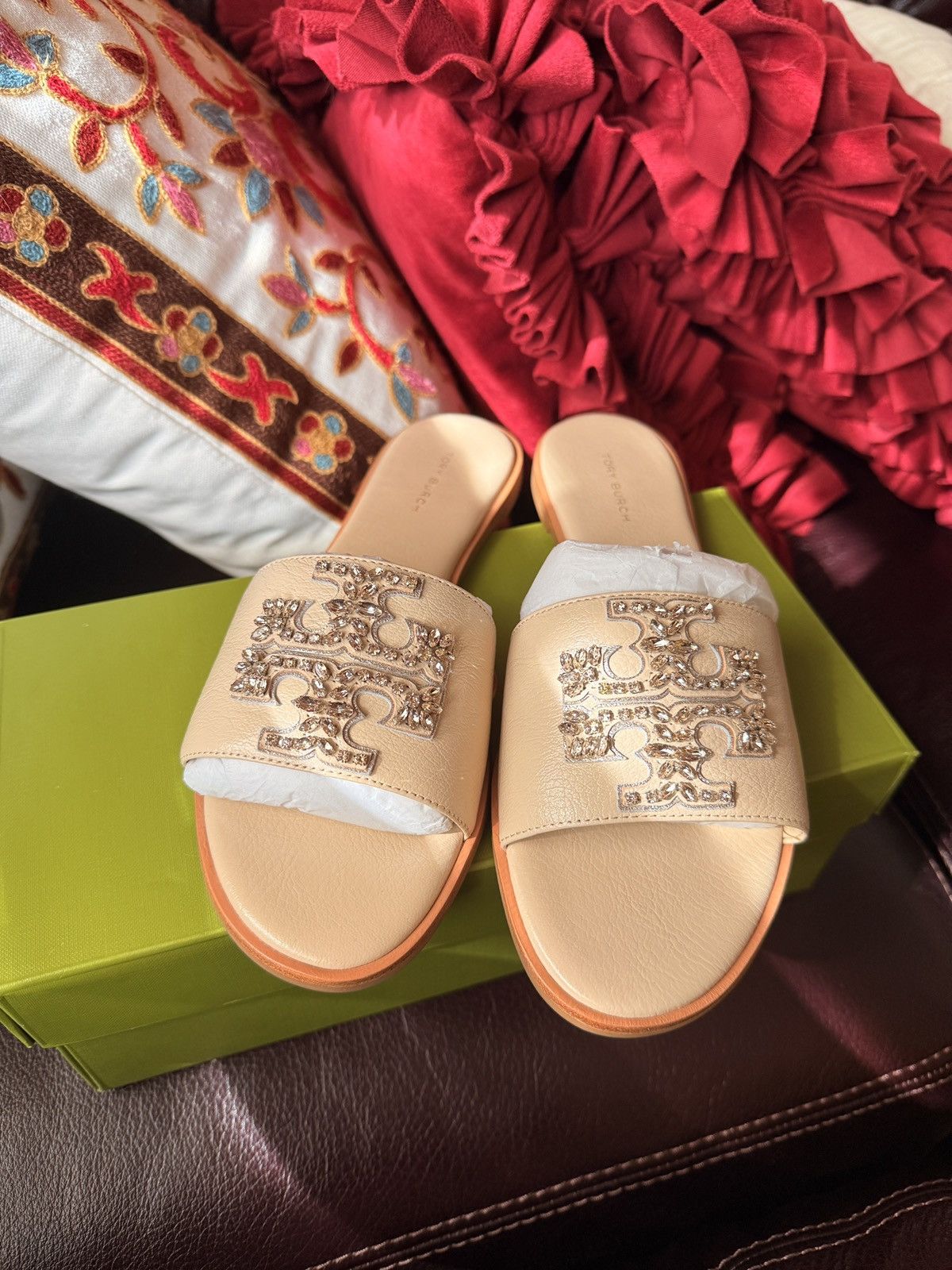 Tory Burch Tory Burch Goat Leather Embellished Slide Dulce De size 7.5 Size US 7.5 / IT 37.5 - 6 Thumbnail