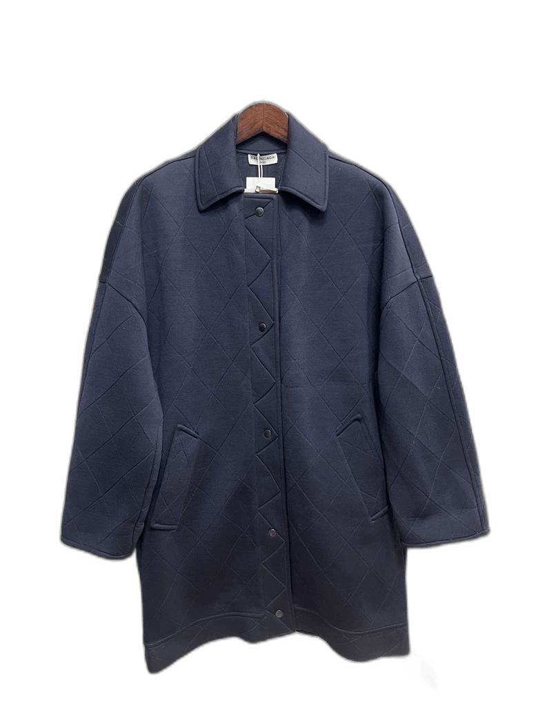 Balenciaga Balenciaga Navy Checked Wool Coat-2505 Size US XS / EU 42 / 0 - 1 Thumbnail