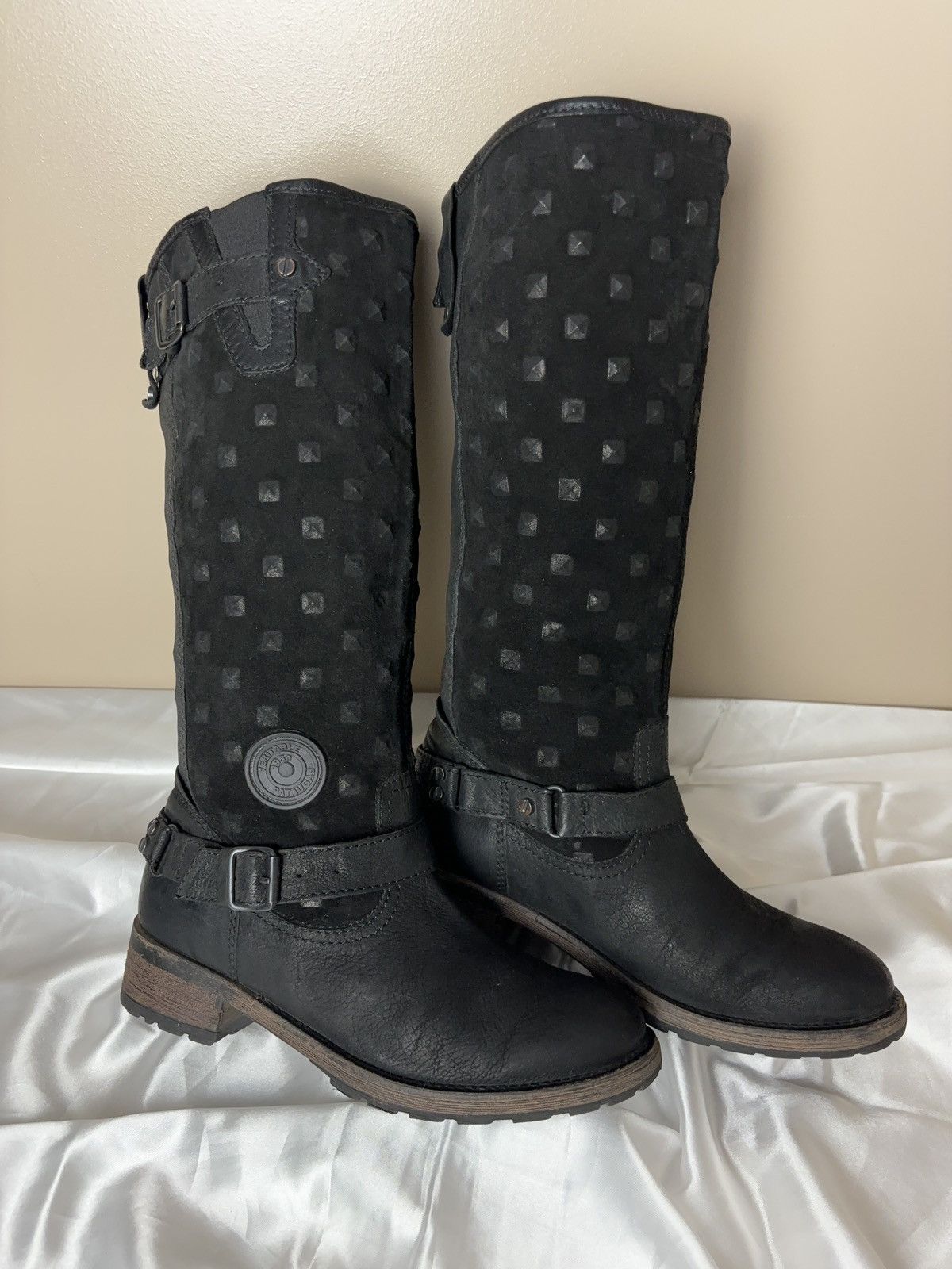 Vintage Leather Pataugas moto biker vintage high boots as 98 style Size US 7 / IT 37 - 3 Thumbnail