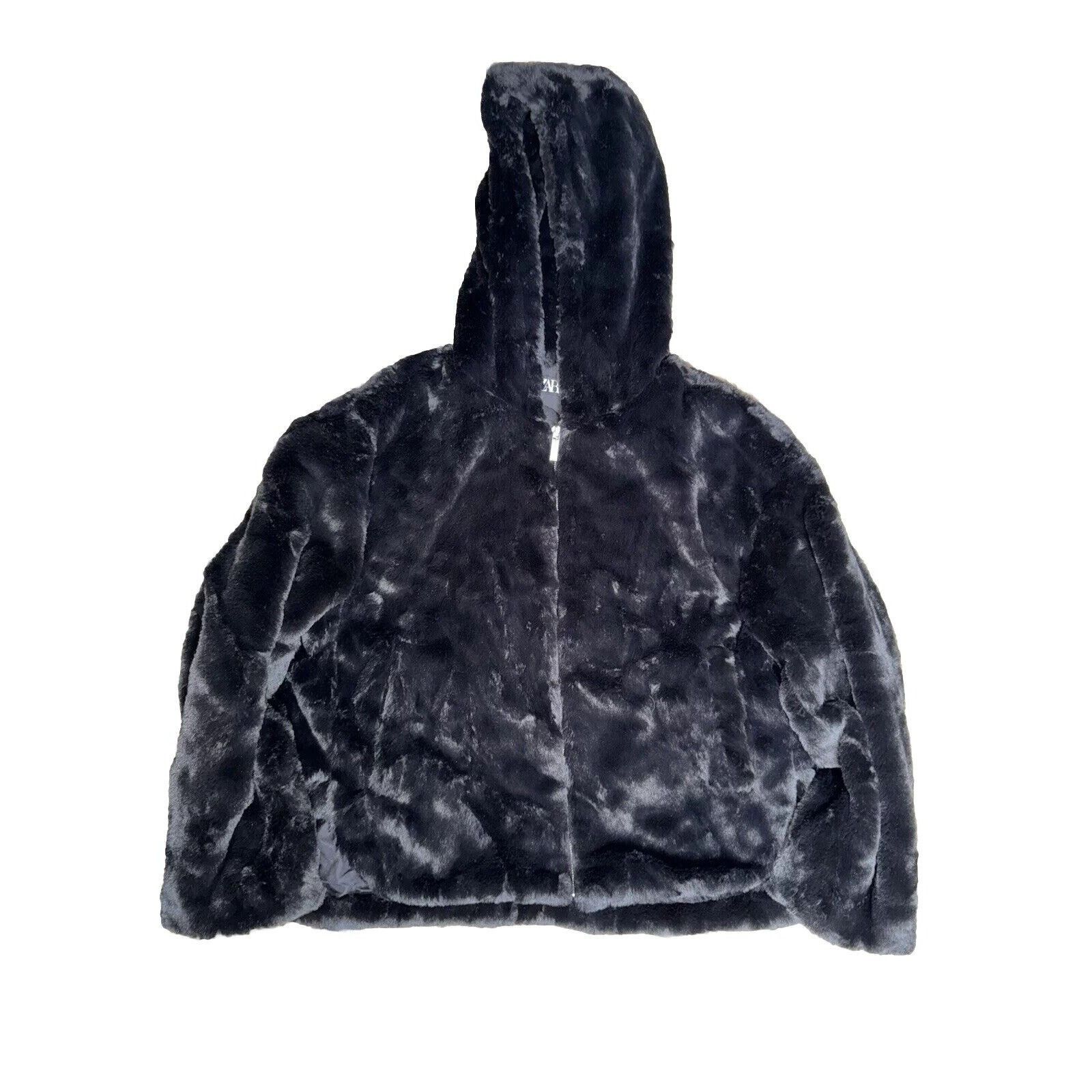 Zara Zara Faux Fur Bomber Jacket Hooded Black Coat Women’s Medium Size M / US 6-8 / IT 42-44 - 1 Thumbnail
