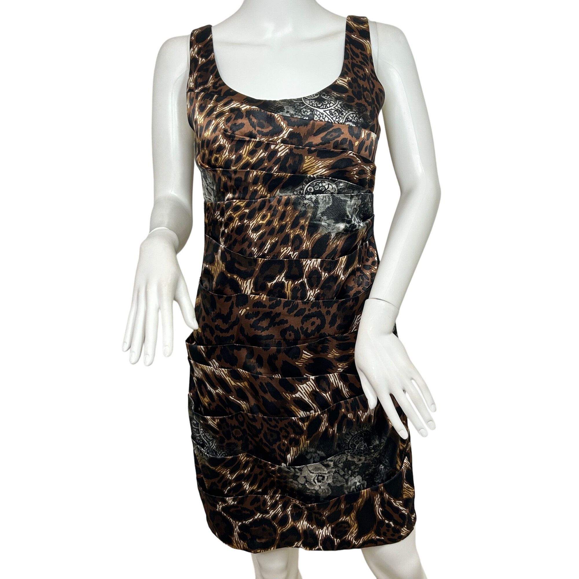 Other Bisou Bisou Dress 4 Mini Animal Print Brown Grey Sleeveless Size S / US 4 / IT 40 - 1 Thumbnail