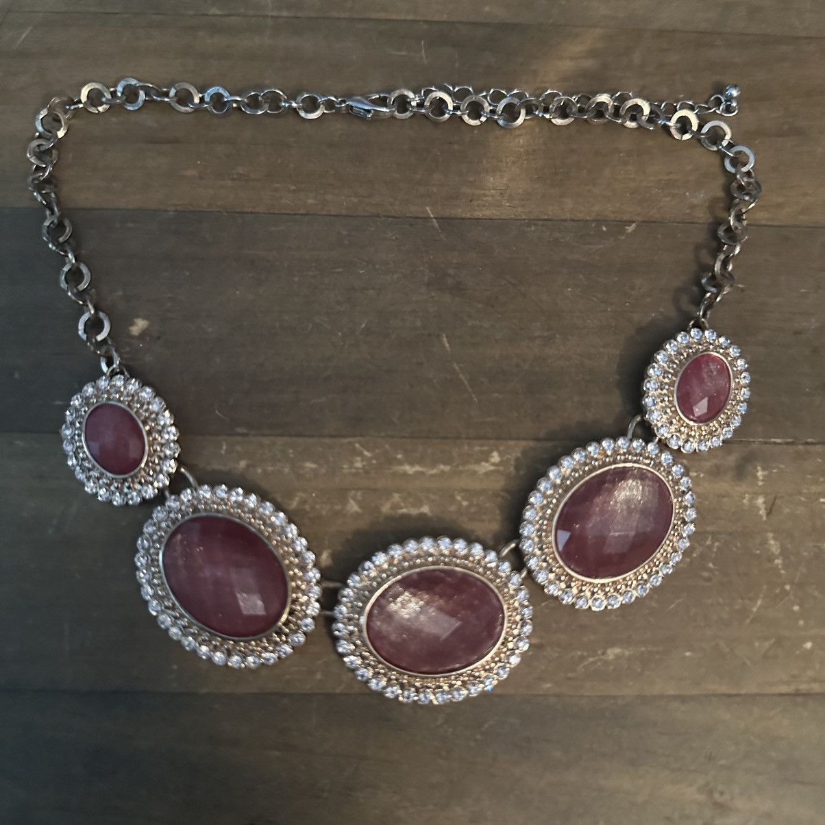 Other Gold tone cabochon and rhinestones link statement necklace Size ONE SIZE - 2 Thumbnail