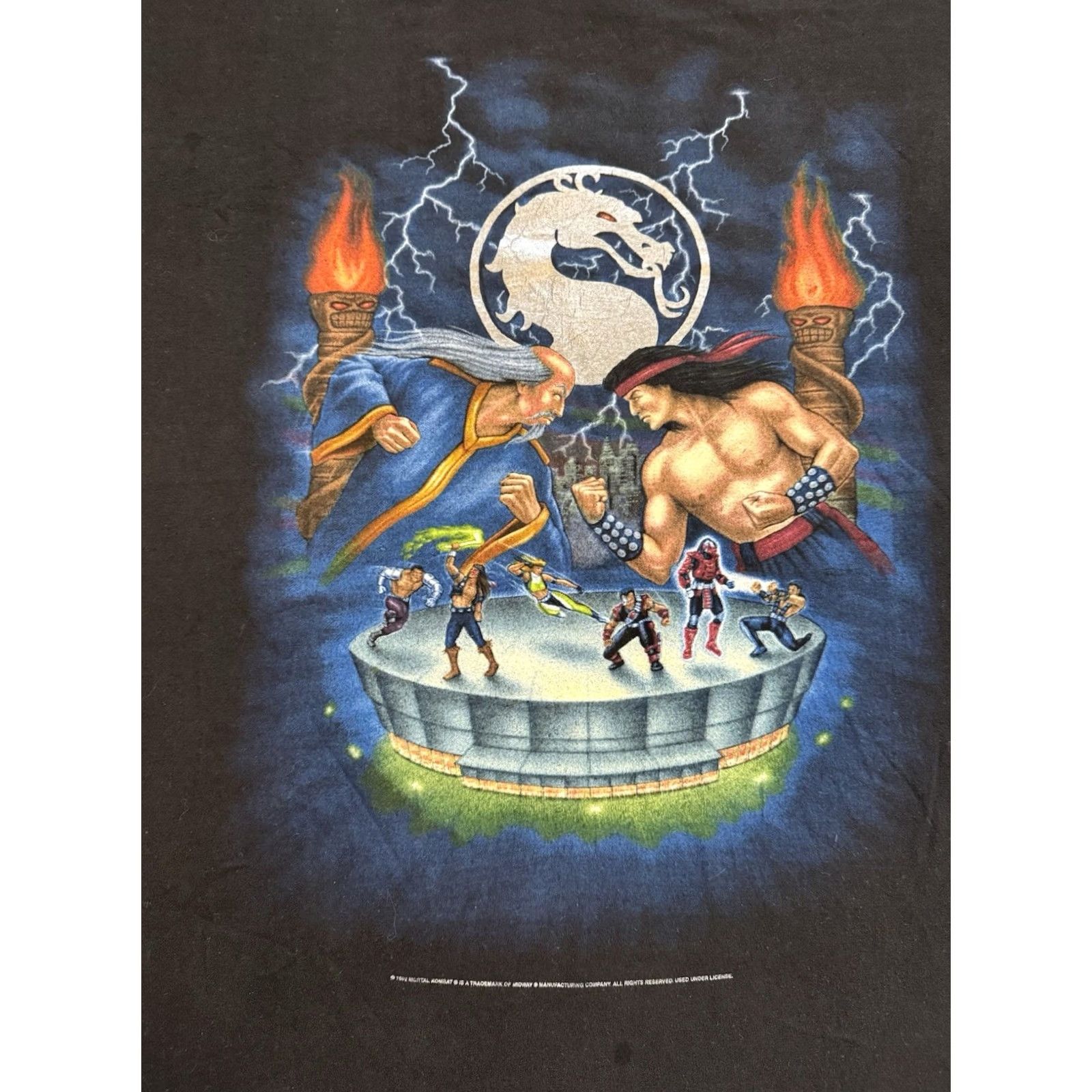 Olive Vintage 1992 Mortal Kombat Live Tour Shirt Sz XL Midway Video Game PlayStation Graphic Print Short Sleeve Size US XL / EU 56 / 4 - 2 Thumbnail