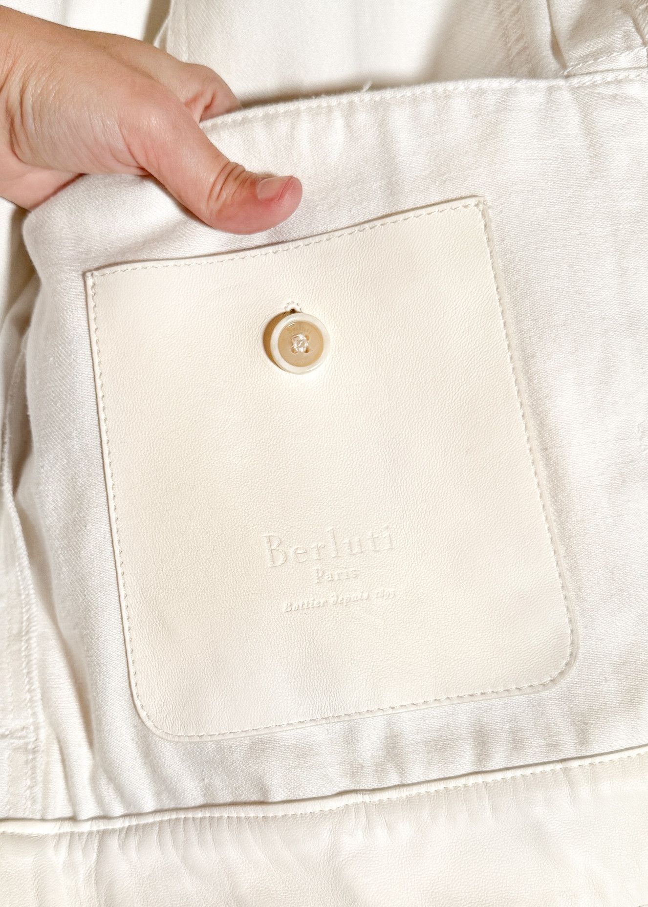 Berluti Berluti SS18 Ivory Leather Trim Denim Jacket Size US M / EU 48-50 / 2 - 14 Thumbnail
