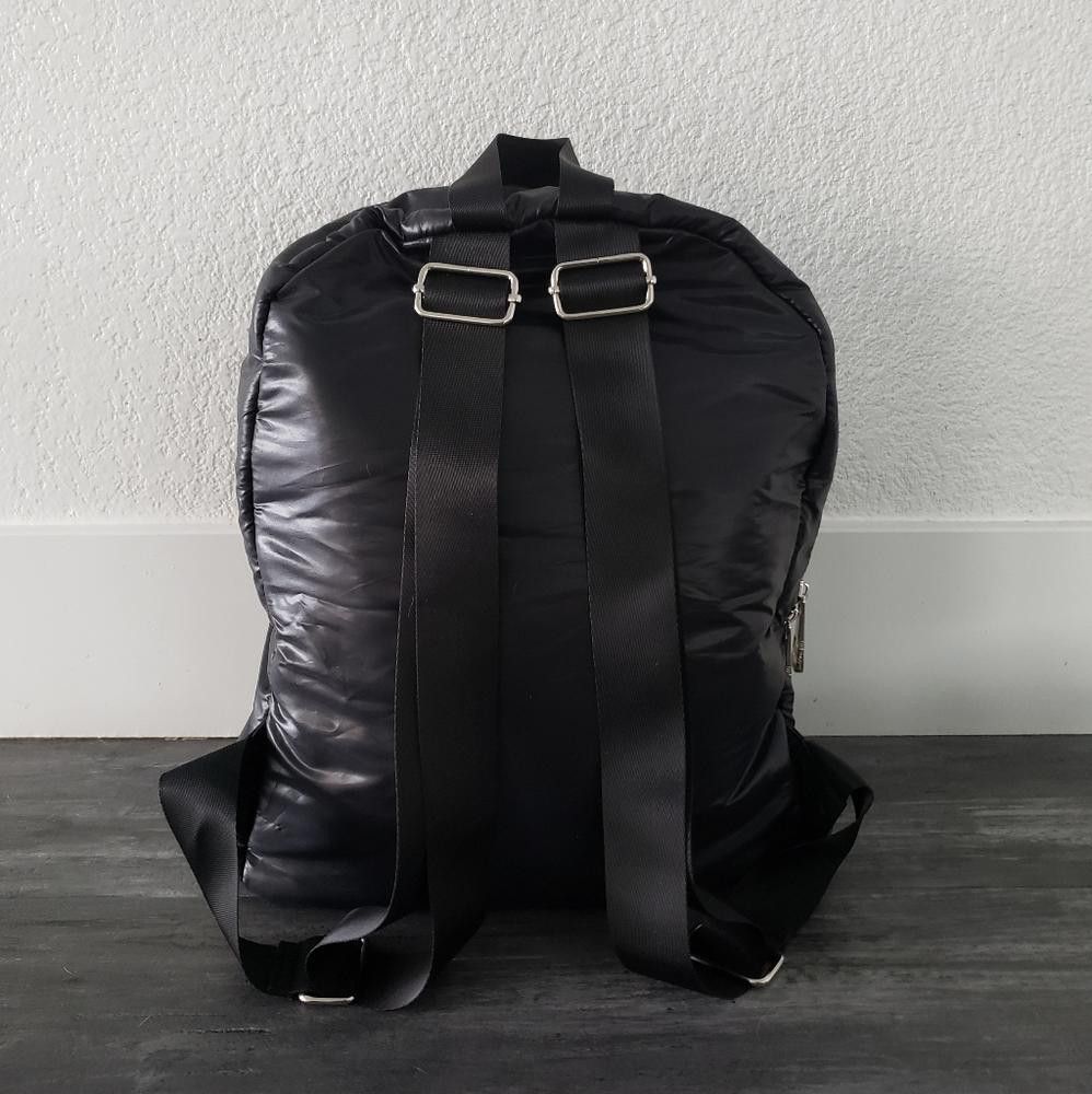 Designer Black Metallic Madden Double Zip Backpack Size ONE SIZE - 3 Thumbnail