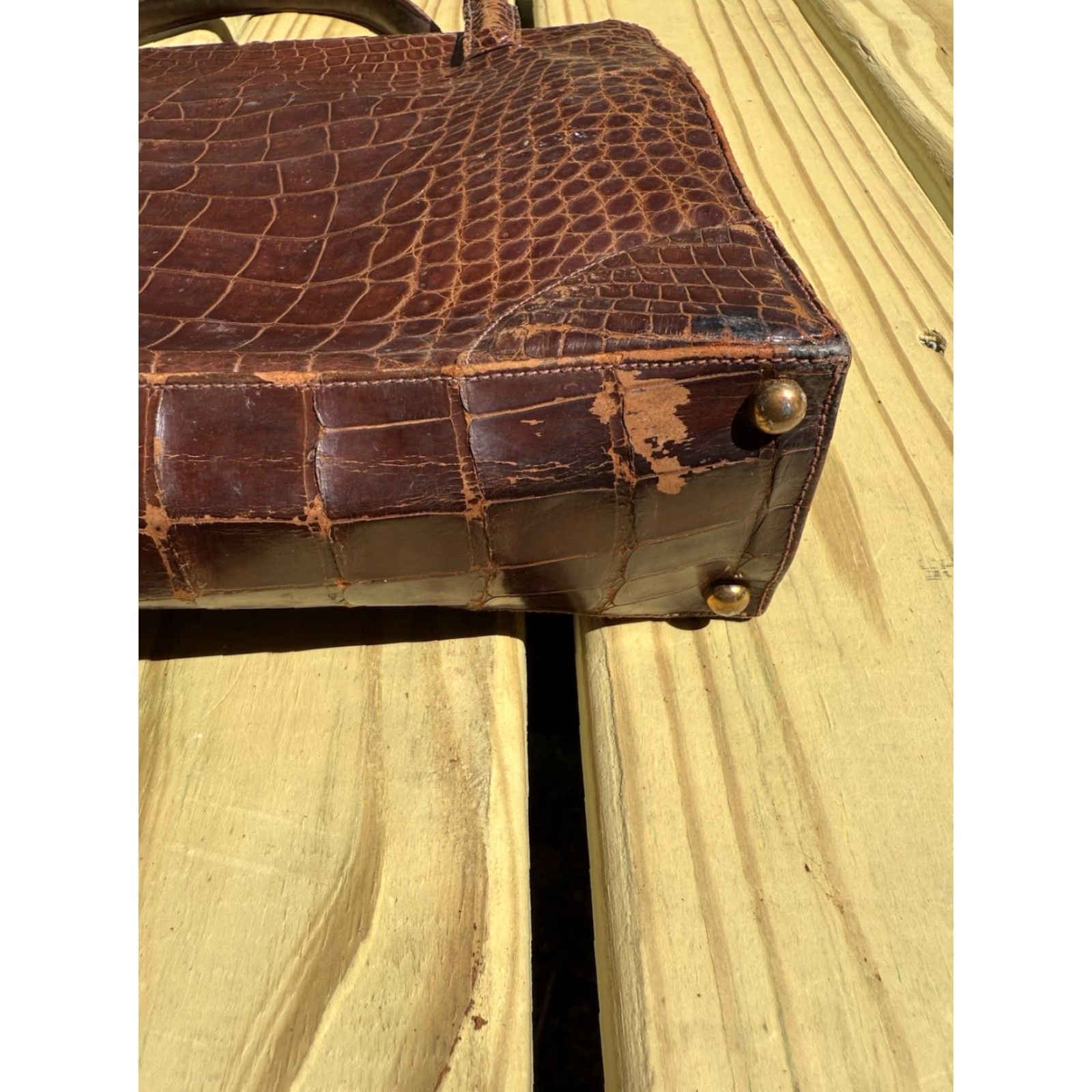 Avenue VINTAGE Lucille De Paris Saks 5th Avenue Purse Handbag Brown Alligator Crocodile Purse Women Formal 1950s 1960s Women Size ONE SIZE - 7 Thumbnail
