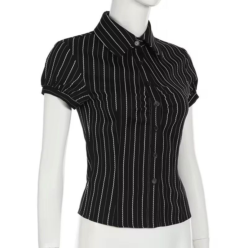 Other Retro Striped Y2k Blouse Vintage Casual Women’s Shirt Size S / US 4 / IT 40 - 7 Thumbnail