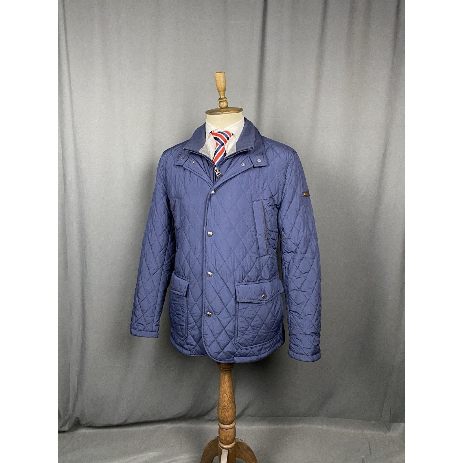 Hackett Hackett London Men's Blue Quilted Lined Insulated Waterproof Size US XL / EU 56 / 4 - 3 Thumbnail
