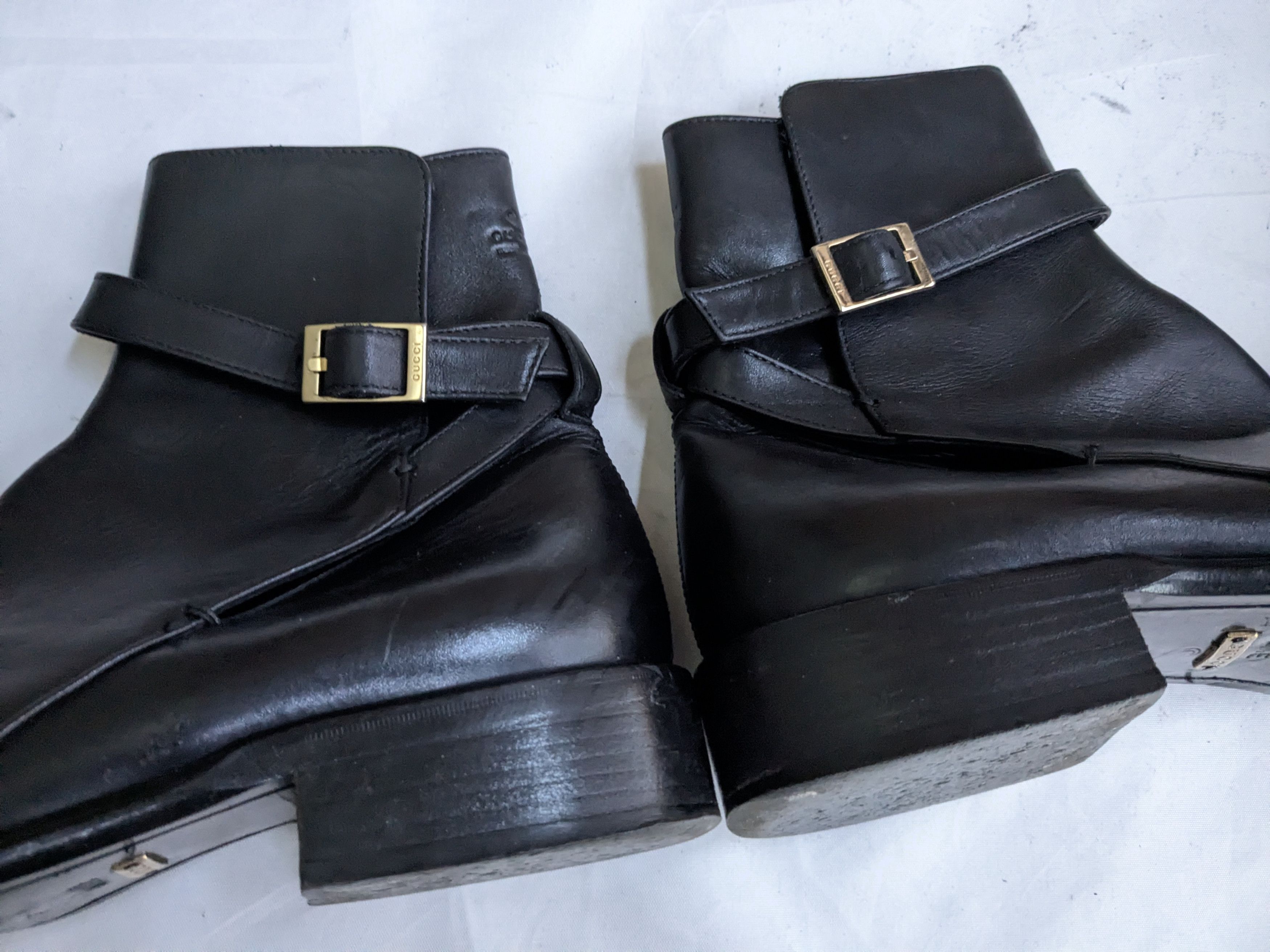 Gucci Jodhpur Boots Black 12 Leather Buckle